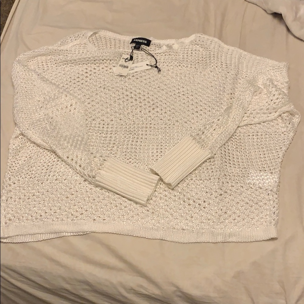 White open knit sweater from express